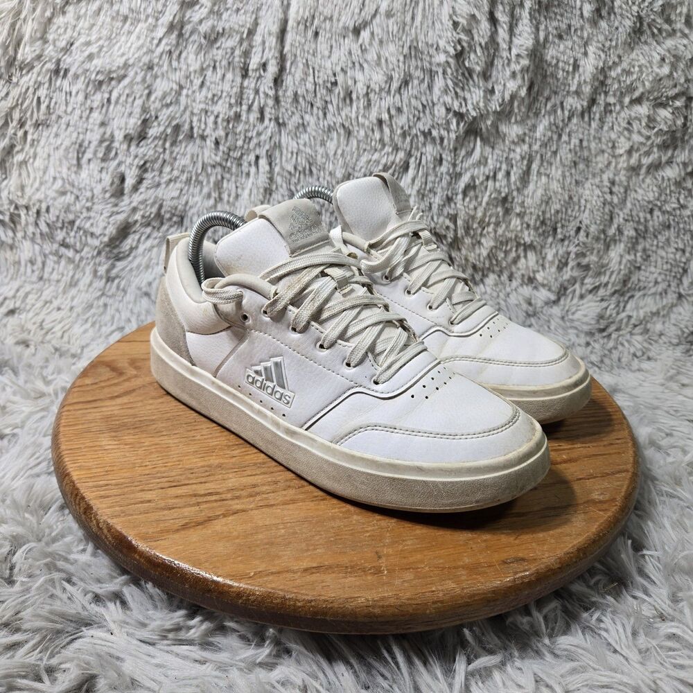 adidas White Leather Casual Sneakers "Park ST" Women Size 8 Lace Up Comfort Shoe